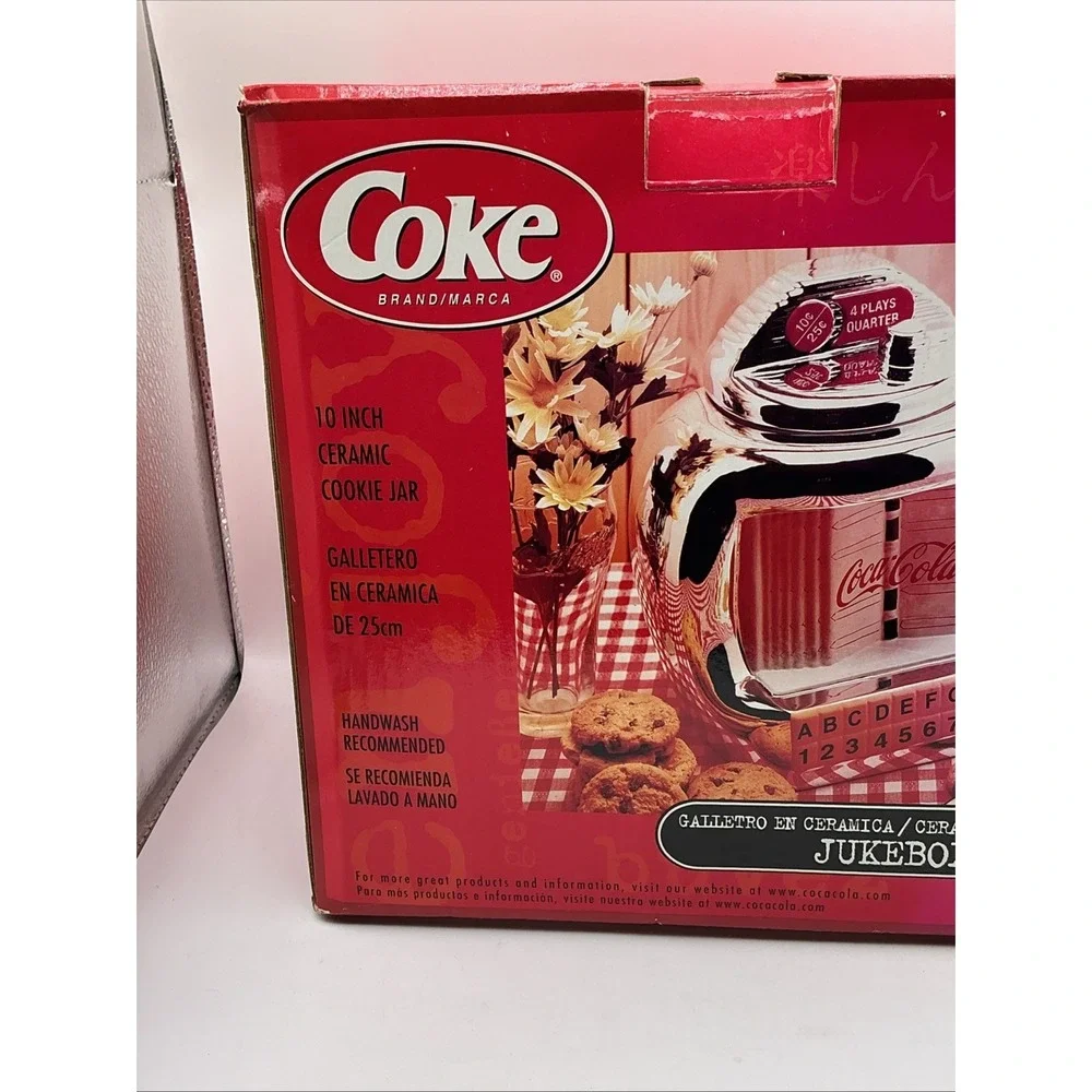 Vintage 2000 Coca-Cola Jukebox Shiny Silver Cookie Jar by Gibson, NIB